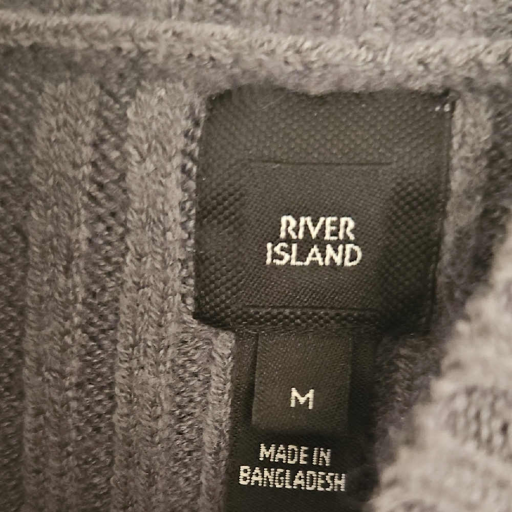 River Island Charcoal Ribbed Mock-Neck Sweater - Picture 2 of 6